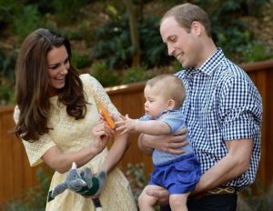 Duchess style - Kate Middleton in a cream broderie angalise dress with Prince William and baby George.jpg